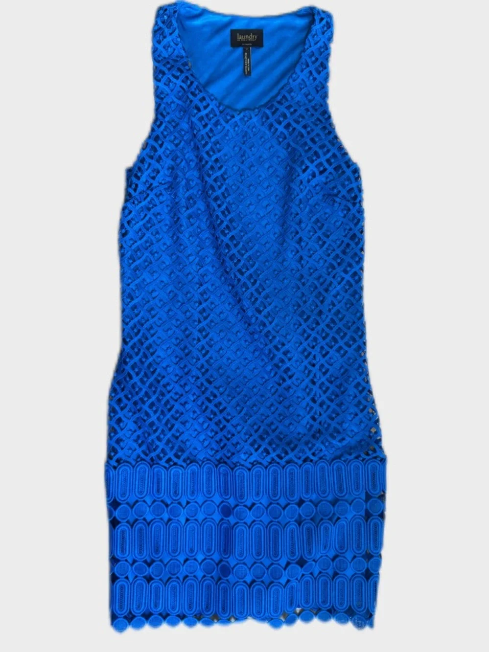 crochet lace shift dress Shift Dress W/ Crochet Lace Trim